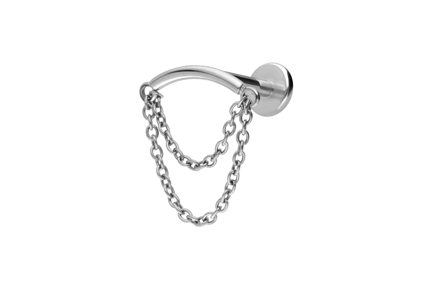 Titan Labret Piercing mit Innengewinde BOGEN + 2 KETTEN